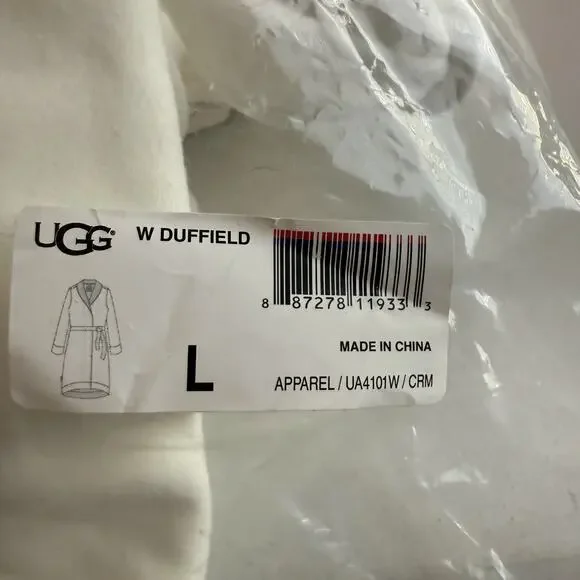 UGG Duffield Robe Womens Large Cream Fleece SOFT Comfort Classic Lux Angel Bath - Picture 16 of 16